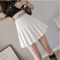 Casual Solid Color Skirts Polyester Pleated Skirt Above Knee Bottoms main image 5
