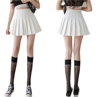 Casual Solid Color Skirts Polyester Pleated Skirt Above Knee Bottoms main image 3