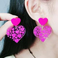 Wholesale Jewelry Sweet Heart Shape Rubik's Cube Arylic Drop Earrings main image 1