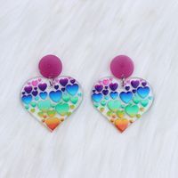 Wholesale Jewelry Sweet Heart Shape Rubik's Cube Arylic Drop Earrings sku image 4
