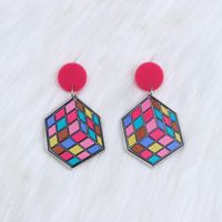 Wholesale Jewelry Sweet Heart Shape Rubik's Cube Arylic Drop Earrings sku image 2