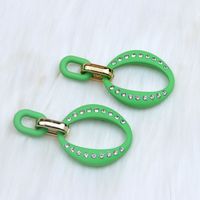 Wholesale Jewelry Simple Style Geometric Solid Color Arylic Rhinestones Hollow Out Inlay Drop Earrings sku image 3