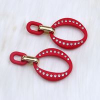Wholesale Jewelry Simple Style Geometric Solid Color Arylic Rhinestones Hollow Out Inlay Drop Earrings sku image 11