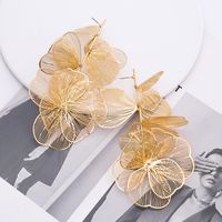 1 Pair Vintage Style Exaggerated Flower Plating Alloy Drop Earrings main image 2