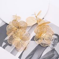 1 Pair Vintage Style Exaggerated Flower Plating Alloy Drop Earrings main image 3