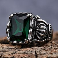 Retro Square 304 Stainless Steel Polishing Inlay Zircon Men'S Rings sku image 2