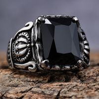 Retro Square 304 Stainless Steel Polishing Inlay Zircon Men'S Rings sku image 13