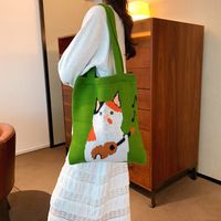 Women's Cute Vacation Cat Solid Color Flannel Shopping Bags main image 1