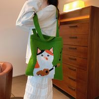 Women's Cute Vacation Cat Solid Color Flannel Shopping Bags main image 4