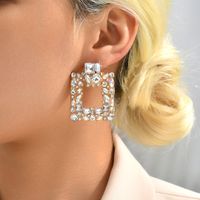 1 Pair Fashion Square Water Droplets Rhinestone Women's Chandelier Earrings main image 6