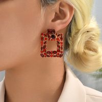 1 Pair Fashion Square Water Droplets Rhinestone Women's Chandelier Earrings main image 5