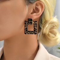 1 Pair Fashion Square Water Droplets Rhinestone Women's Chandelier Earrings main image 3
