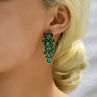 1 Pair Retro Flower Glass Plating Artificial Rhinestones Women's Earrings main image 3