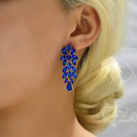 1 Pair Retro Flower Glass Plating Artificial Rhinestones Women's Earrings main image 5