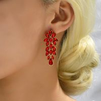 1 Pair Retro Flower Glass Plating Artificial Rhinestones Women's Earrings main image 4