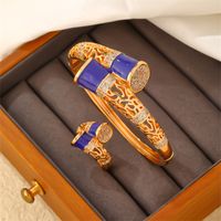 Casual Elegant Glam Geometric Round Copper Enamel Plating Inlay Zircon Gold Plated Rings Bracelets main image 5