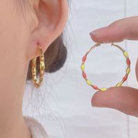 1 Pair IG Style Simple Style Round Enamel 304 Stainless Steel Gold Plated Earrings main image 7