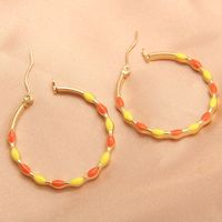 1 Pair IG Style Simple Style Round Enamel 304 Stainless Steel Gold Plated Earrings main image 4