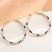 1 Pair IG Style Simple Style Round Enamel 304 Stainless Steel Gold Plated Earrings sku image 4