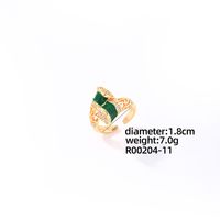 Casual Elegant Glam Geometric Round Copper Enamel Plating Inlay Zircon Gold Plated Rings Bracelets sku image 3