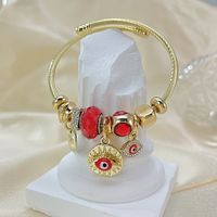 Novelty Simple Style Devil's Eye Alloy Titanium Steel Inlay Zircon Bangle main image 2