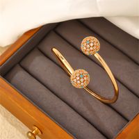 Copper K Gold Plated Casual Elegant Glam Plating Inlay Geometric Round Zircon Rings Bracelets main image 3