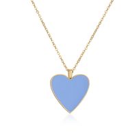 Sweet Simple Style Heart Shape Copper Enamel Plating 18k Gold Plated Pendant Necklace sku image 2