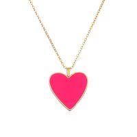 Sweet Simple Style Heart Shape Copper Enamel Plating 18k Gold Plated Pendant Necklace sku image 3