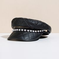 Women's Elegant Lady Solid Color Curved Eaves Beret Hat sku image 1