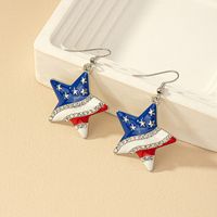 Wholesale Jewelry Ig Style Retro Commute Pentagram Heart Shape American Flag Alloy Artificial Gemstones Plating Inlay Drop Earrings sku image 4