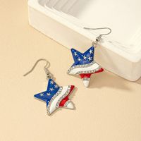 Wholesale Jewelry Ig Style Retro Commute Pentagram Heart Shape American Flag Alloy Artificial Gemstones Plating Inlay Drop Earrings main image 6