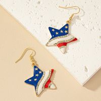 Wholesale Jewelry Ig Style Retro Commute Pentagram Heart Shape American Flag Alloy Artificial Gemstones Plating Inlay Drop Earrings main image 8