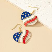 Wholesale Jewelry Ig Style Retro Commute Pentagram Heart Shape American Flag Alloy Artificial Gemstones Plating Inlay Drop Earrings main image 3