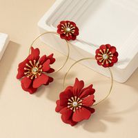 1 Pair Fairy Style Retro Korean Style Flower Plating Alloy Drop Earrings main image 5