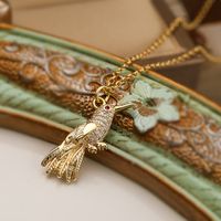 Einfacher Stil Pendeln Vogel Kupfer Überzug Inlay Zirkon 18 Karat Vergoldet Halskette Mit Anhänger sku image 1