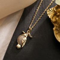 Einfacher Stil Pendeln Vogel Kupfer Überzug Inlay Zirkon 18 Karat Vergoldet Halskette Mit Anhänger main image 2