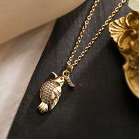 Simple Style Commute Bird Copper Plating Inlay Zircon 18k Gold Plated Pendant Necklace main image 2