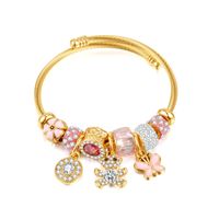 Wholesale Jewelry Simple Style Bear Heart Shape 304 Stainless Steel Alloy Zircon Inlay Bangle sku image 1