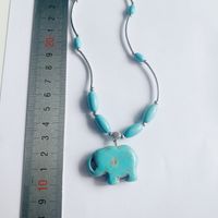 Wholesale Jewelry Retro Exaggerated Leaves Elephant Alloy Plastic Iron Turquoise Plating Hollow Out Inlay Pendant Necklace sku image 3