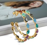 Wholesale Jewelry Retro Exaggerated Semicircle Zinc Alloy Plating Hollow Out Ear Studs sku image 2