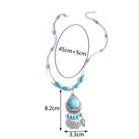 Wholesale Jewelry Retro Exaggerated Leaves Elephant Alloy Plastic Iron Turquoise Plating Hollow Out Inlay Pendant Necklace main image 2