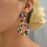 1 Pair Fashion Water Droplets Metal Inlay Rhinestones Women's Drop Earrings main image 3
