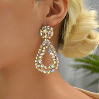 1 Pair Fashion Water Droplets Metal Inlay Rhinestones Women's Drop Earrings main image 1