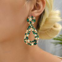 1 Pair Fashion Water Droplets Metal Inlay Rhinestones Women's Drop Earrings main image 5