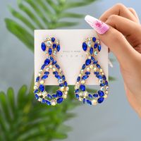 1 Pair Fashion Water Droplets Metal Inlay Rhinestones Women's Drop Earrings main image 10