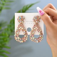 1 Pair Fashion Water Droplets Metal Inlay Rhinestones Women's Drop Earrings sku image 3