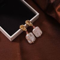 1 Pair Retro Baroque Style Commute Square Plating Copper 18k Gold Plated Drop Earrings main image 1