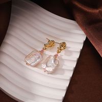 1 Pair Retro Baroque Style Commute Square Plating Copper 18k Gold Plated Drop Earrings main image 4