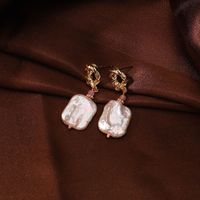 1 Pair Retro Baroque Style Commute Square Plating Copper 18k Gold Plated Drop Earrings main image 5
