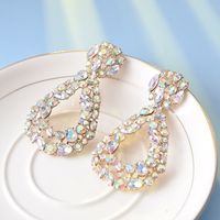 1 Pair Fashion Water Droplets Metal Inlay Rhinestones Women's Drop Earrings sku image 6